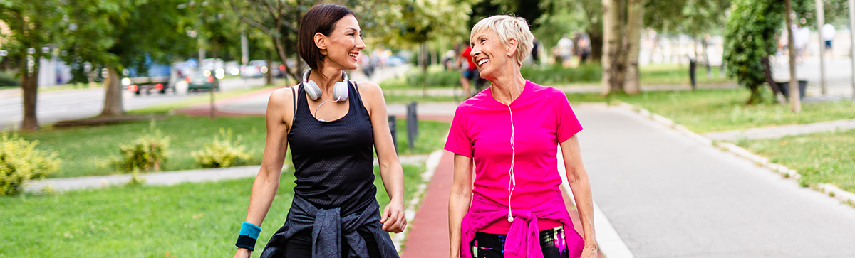 2 women walking for fitness