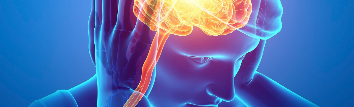 Image of Neurological symptoms, person holding their head.