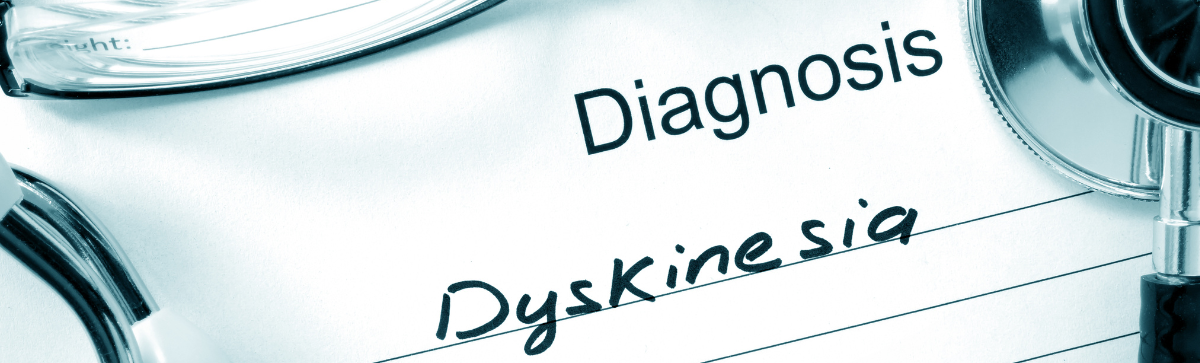 Words that state diagnosis dyskinesia next to a stethoscope