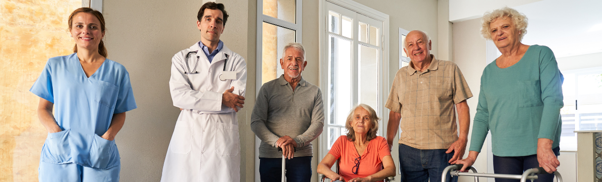 Image of nursing home residents and staff.